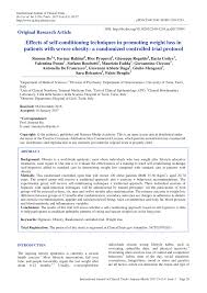 Pdf Effects Of Self Conditioning Techniques In Promoting Weight Loss In Patients With Severe Obesity A Randomized Controlled Trial Protocol