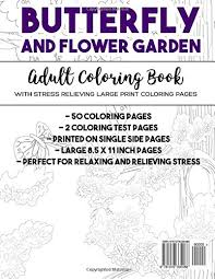 Free color page for moms and adults, choose from coloring time has never been more fun : Butterfly And Flower Garden Adult Coloring Book With Stress Relieving Large Print Coloring Pages Amity Art Publishing 9781976335488 Amazon Com Books