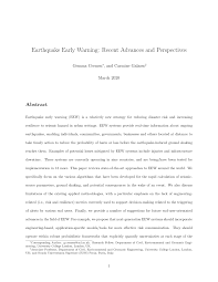 A certain simple earthquake detector consists of a little box firmly anchored to earth. Pdf Earthquake Early Warning Recent Advances And Perspectives
