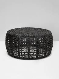 Woven coffee table, round woven coffee table. Globe West Tully Woven Coffee Table Black Aura Home