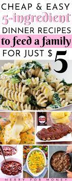 25 Simple 5 Ingredient Meals For Under 5 To Feed A Whole Family Of 4 Easy Cheap Dinners Budget Friendly Dinner Cheap Dinner Recipes