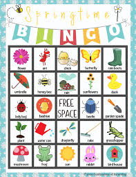 These free printable bingo cards can be used for fun activities for kids, special occasions like baby and bridal shower, birthdays, office parties, graduation, retirement or other special occasions. Springtime Bingo Free Printable Bingo For Kids Free Bingo Cards Bingo Games For Kids
