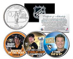 MARIO LEMIEUX *ROY Champion MVP* Colorized Pennsylvania State Quarter  3-Coin Set