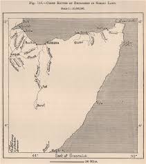 Details About Chief Routes Of Explorers In Somali Land Somalia 1885 Old Antique Map Chart