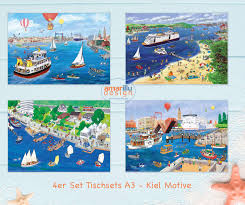 4 Tablesets A3 With The Following Hidden Object Motifs Kiel Harbour Entrance Kieler Forde Kiellinie And Kieler Horn As A Place Pad In 2020 Illustration Print Pictures Kiel