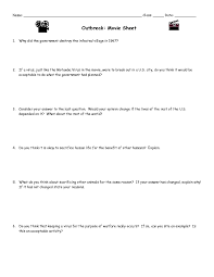 Outbreak Movie Sheet Worksheet For 6th 10th Grade Lesson Planet
