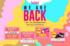 8 nov 2020 till 30 nov 2020. 8 30 Nov 2020 Sasa Reopening Promotion At Mid Valley Everydayonsales Com