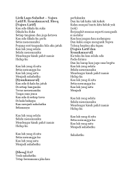 Lirik lagu dan video klip. Lirik Lagu Sahabat Najwa Latif Ft