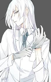 Anime Guy Long Hair White Hair Gloves Necktie Manga Anime Manga
