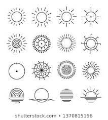 Sun Set Of The Minimal Line Art Vector Illustrations Sun Tattoo Small Sun Tattoos Sun Tattoo