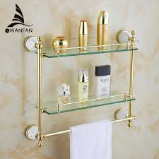 The imperial istia wall mounted glass shelf really is something special. Tempered Glass Bathroom Shelf With Towel Bar Wall Mounted Shower Storage Us Shelves Home Garden Worldenergy Ae