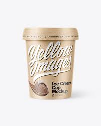 Kraft Ice Cream Cup Mockup In Cup Bowl Mockups On Yellow Images Object Mockups