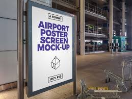 Airport Poster Screen Mock Ups 7 Mockup Poster Mockup Mocking
