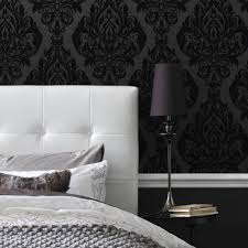 Black And Grey Wallpaper For Bedroom Graham Brown Vintage Flock Black Removable Wallpaper 30 157 The Home Depot Bedroom Wallpaper Accent Wall Black Wallpaper Bedroom Feature Wall Bedroom