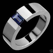Titanium Band With Iolite Tension Set Comfort Fit 7mm Wide Polished Wedding Ring Ebay Titanium Rings For Men Rings Wedding Rings
