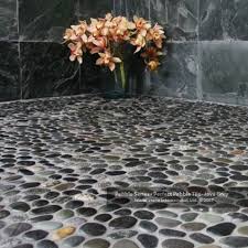 Glazed Black Mosaic Tile Stone Shower Floor Pebble Floor Black Mosaic Tile