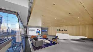 Alexander wolf & son, new york, ny lighting designer: Acuity Brands Guardian Life Hudson Yards Reception Desk Waiting Area