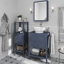 Goodhome perma satin grey freestanding bathroom vanity cabinet (w)600mm (h)806mm (3) write a review. Goodhome Perma Satin Blue Freestanding Bathroom Vanity Cabinet W 600mm H 806mm Diy At B Q