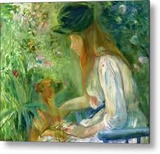 New Artwork Made With Love For You Ready To Decorate Your House Girl With Dog 1 Metal Print By Morisot Berthe Htt Berthe Morisot Morisot Impressionism