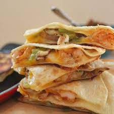 Smoked Mushroom And Shrimp Quesadilla With Adobo Chile Salsa Recipe Shrimp Quesadilla Stuffed Mushrooms Quesadilla