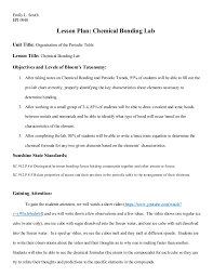 Chemical Bonding Lab Lesson Plan