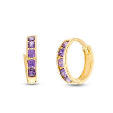 Our designs use real gold and natural stones to capture a sense of beauty that. Purple Cubic Zirconia Five Stone Huggie Hoop Earrings In 14k Gold Banter