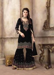 Sarees, saris, women ethnic wear, latest sarees, latest salwar kameez, latest lehenga, lehenga cholis, indo western, bollywood fashion wear Georgette Embroidery Party Wear Semi Stitched Sharara Suits Rs 2299 Piece Id 20390324248