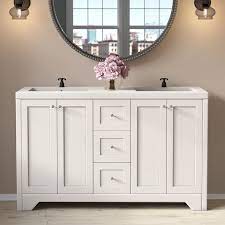 Dual sink vanities are particularly popular for master. Charlton Home Mata 54 Double Bathroom Vanity Set Wayfair Double Bathroom Vanity Large Storage Cupboards Bathroom Vanity