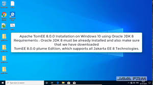 It operated as an umbrella project under the auspices of the apache software foundation, and all jakarta products are released under the apache license. Apache Tomee 8 0 0 Installation On Windows 10 Using Oracle Jdk 8 Tomee Plume 8 0 0 Youtube