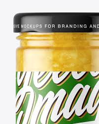 Download Clear Glass Jar With Pear Jam Mockup In Jar Mockups On Yellow Images Object Mockups PSD Mockup Templates
