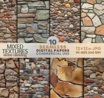 10 SEAMLESS Stone Wall Textures DIGITAL Papers JPG Printable ...