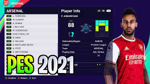 Arsenal Players Faces Ratings Pes 2021 Youtube