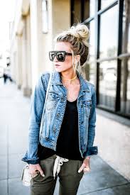 Do Black Jeans And Blue Denim Jacket Go Together Three Tips For Styling Joggers Elle Apparel By Leanne Barlow Jean Jacket Outfits Elle Apparel Jean Jacket Styles