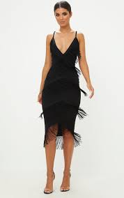 Black Strappy Tassel Longline Midi Dress Fashion Summer Cocktail Dress Cocktail Dress Lace