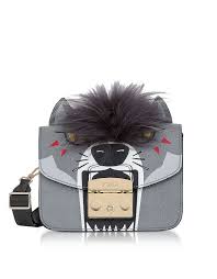 Furla Metropolis Jungle Mini Sac A Bandouliere Loup En Cuir Et Fourrure Mini Sac Sac Sac Bandouliere