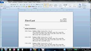 basic resume in microsoft word youtube