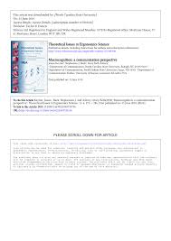 Pdf Macrocognition A Communication Perspective
