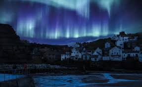 Free picture: water, night, polar light, landscape, darkness, sky, hill