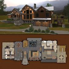 Rustic Redstone Timber Frame Design 3 518 Sq Ft Mountain House Plans Dream House Exterior Minecraft House Designs
