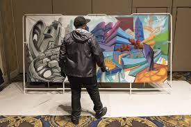 Live Spray Paint Art In Las Vegas For Convention Event Graffiti Art Wall Auction Art Graffiti Art Art Event