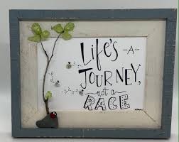 Life Is A Journey Pebble Art Life Is A Journey Not A Race Etsy Pebble Art Inspirational Gifts Birdhouse Craft