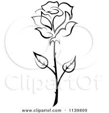 Clipart Of A Black And White Rose Flower 20 Royalty Free Vector Illustration By Seamartini Graphics Flower Drawing Silhouette Clip Art Roses Drawing