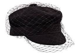 Arty Veil Cotton Cap Black Fashion Accessories Veiled Hats Grunge Chic