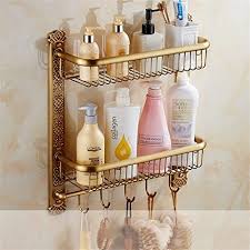 Whether you put them in baskets, on hooks, or atop shelves, how you store your bath towels, washcloths, and other linens plays an important role in the overall look of your bathroom. Jcoco European Style Shelf Towel Rack Bathroom Towel Rack All Bronze Imitation Ancient Bathroom Shelf Towel Rack Vintage Cosmetics Rack Size L 45cm