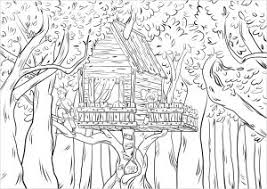 A cute frog on a big mushroom, for a beautiful coloring page. Jungle Forest Coloring Pages For Adults