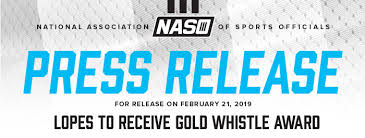 Lopes To Receive Gold Whistle Award