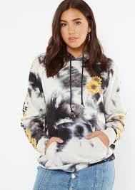 Black And White Tie Dye Hoodie Uk Black Tie Dye Checkered Sunflower Print Hoodie Black Tie Dye Tie Dye Outfits Tie Dye Hoodie