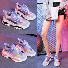 platform color panel lace up athletic sneakers