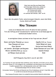 Flora thiemann is an actress, known for nellys abenteuer (2016), sputnik (2013) and the aftermath (2019). Traueranzeigen Von Nina Thiemann Waz Trauer De