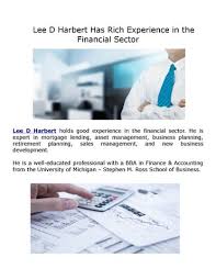 Lee D Harbert is a Knowledgeable Senior Executive in U.S. by Lee D.Harbert 